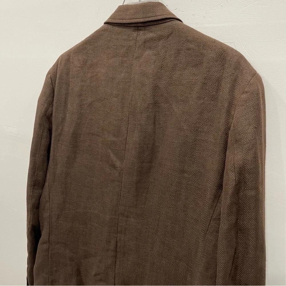 Polo Ralph Lauren Brown 2 Button Cotton Chevron Blazer Jacket Size 40 Italian
